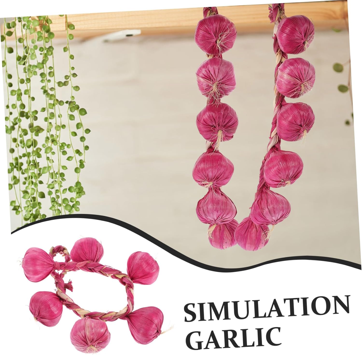 Home Decor 1 String Artificial Garlic Simulation Garlic Decorative Garlic Braids Realistic Vegetable Chinese New Year Ornaments Veggies Purple Corn Sk, 43.00X6.00X6.00CM