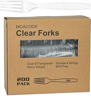 [200 Count] Clear Disposable Plastic Forks, Heavy Weight Disposable Forks Plastic Utensils for Parties, Picnics, Big Even...