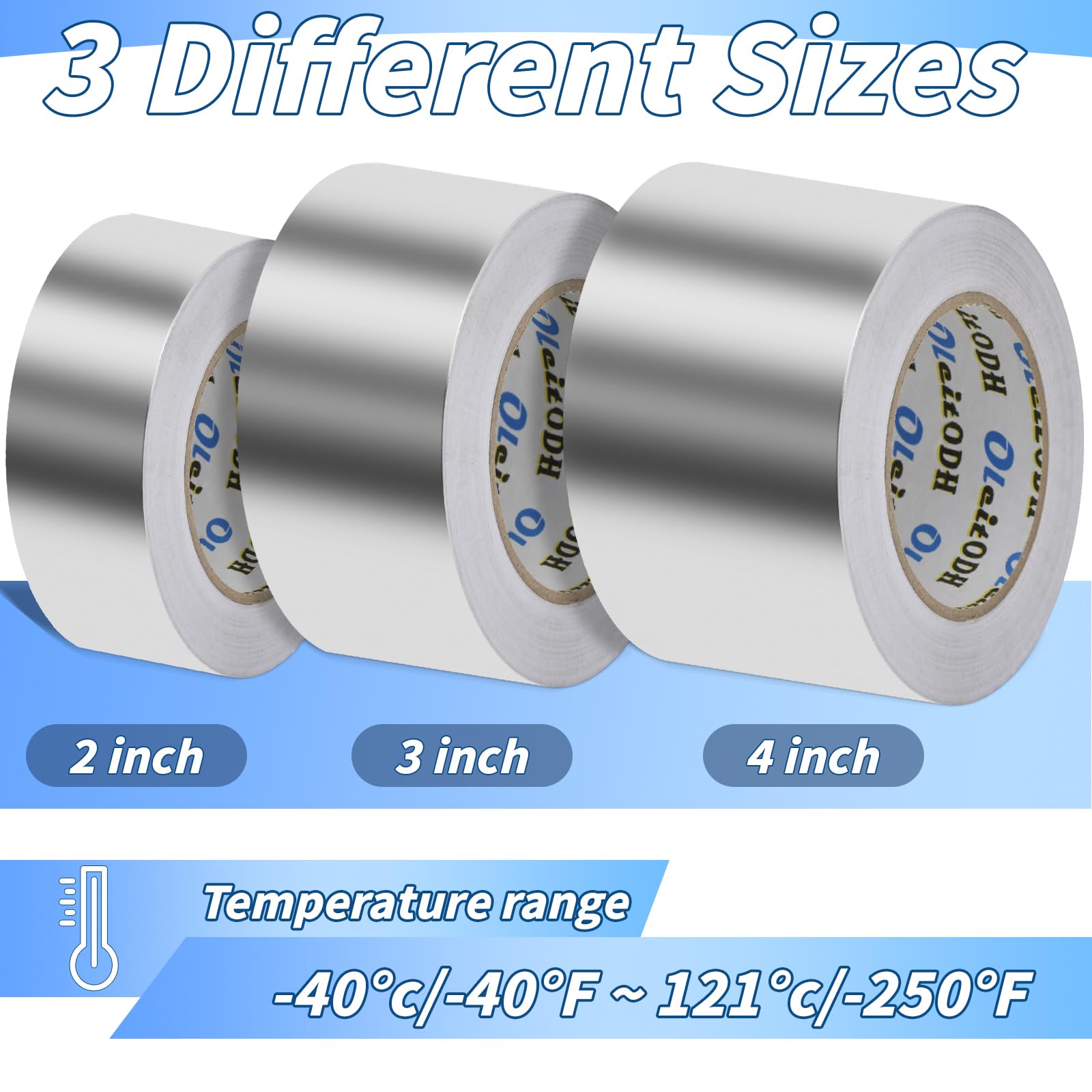 Paquete de 6 cintas de aluminio a granel de 2 pulgadas x 55 yardas, cinta adhesiva de metal resistente, cinta plateada de alta temperatura para sellado y parches, HVAC, conductos de aire, reparación