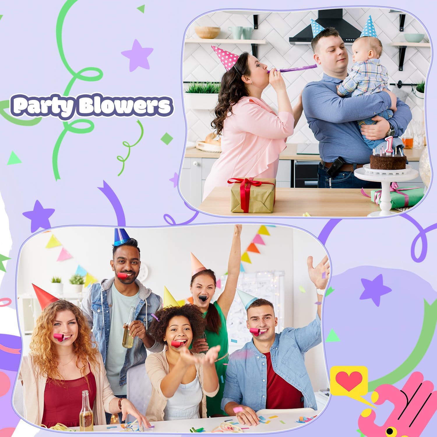 24 Pcs Red Party Blowers for Kids Funny Blower Noise Makers Blowouts Horns Whistles Perfect for Birthday Parties New Years Sporting Events Party Supplies (Red)