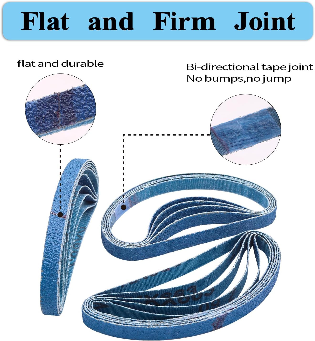 30 Pcs 3/8x13 Inch Zirconia Sanding Belts, 60 Grit Zirconia Sanding Belts for Air Belt Sander, 3/8 x 13 Sanding Belts for Metal Grinding (3/8x13in, 60 Grit)
