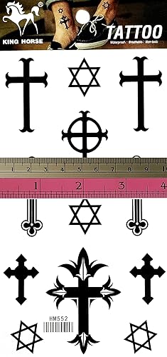 Miniatura 2 de Generic Tatuajes temporales negros, 8 x 4 pulgadas, a la moda, impermeables, para hombres, mujeres, niños, Halloween, zombi, cosplay, mascarada,