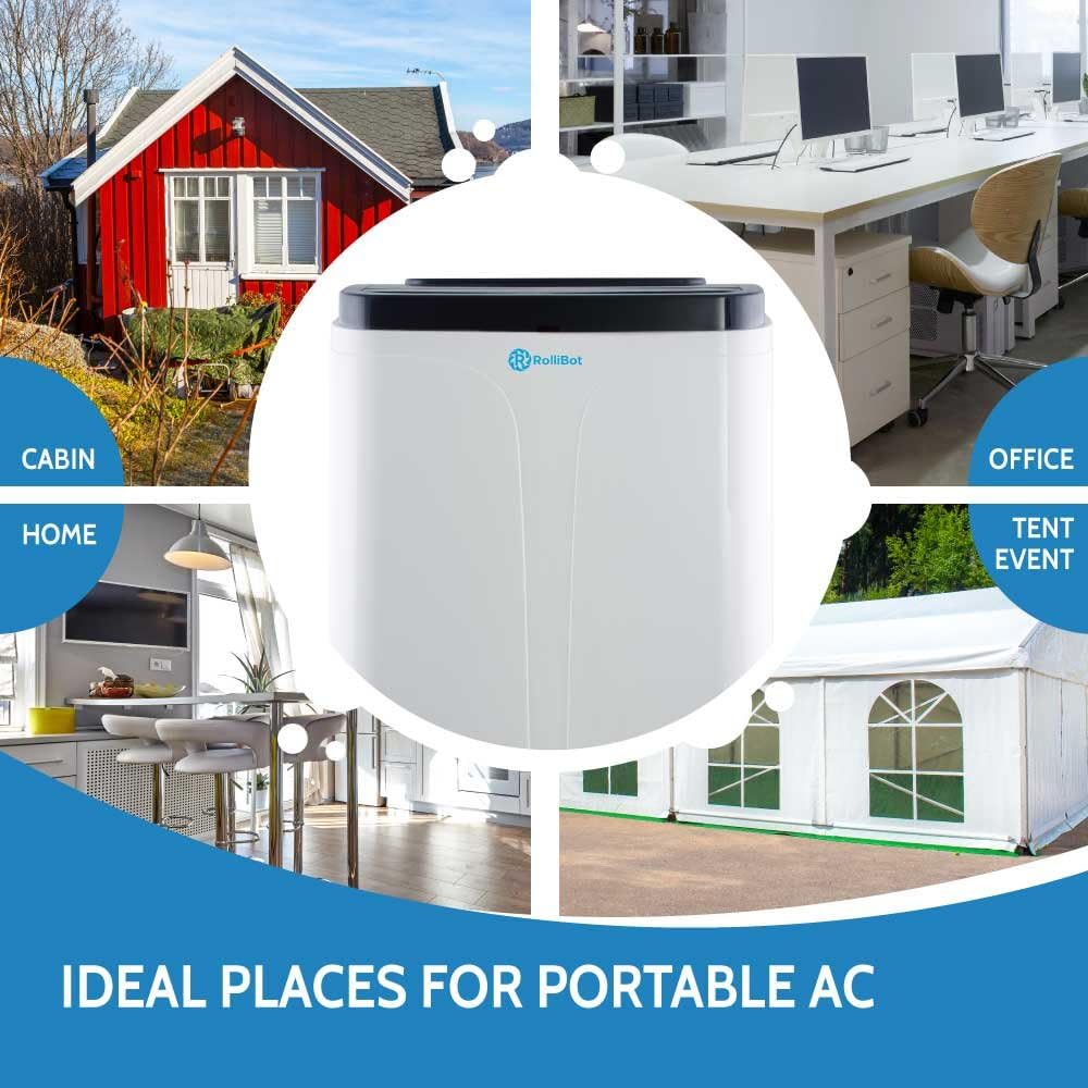 App-Enabled RolliCool Portable Air Conditioner – Quiet 14,000 BTU AC with Dehumidifier, Easy Install and Window Kit…