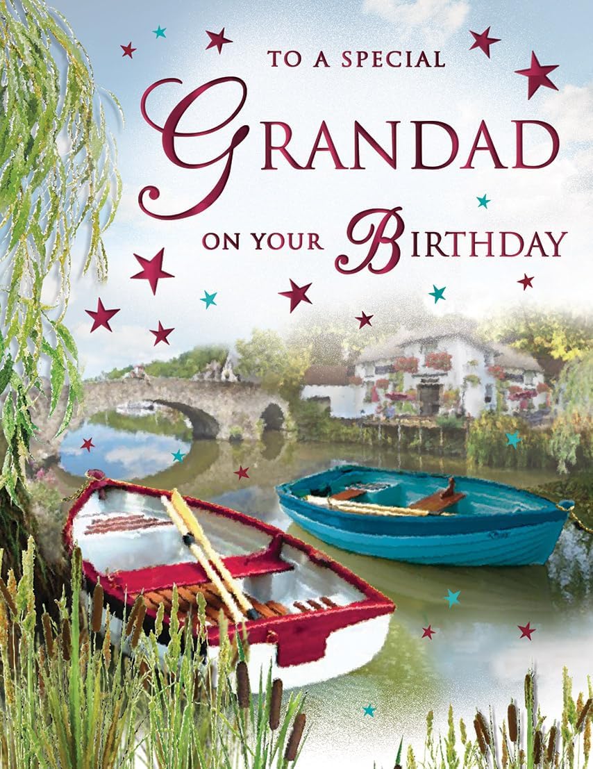 Regal Publishing Traditional Birthday Card Grandad Boats - 8 x 6 inches - Piccadilly Greetings
