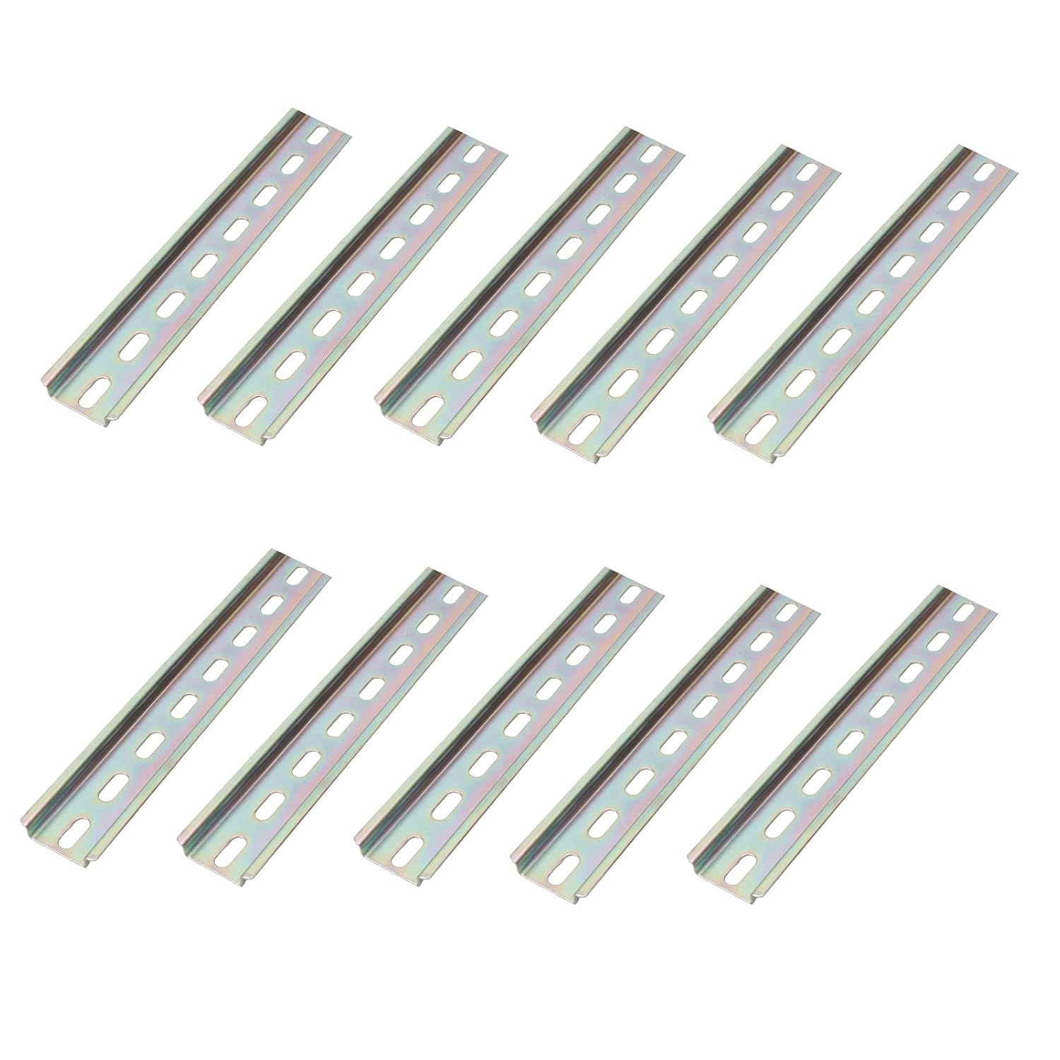 TCH Hardware 10 x 1000mm DIN Rails - Top Hat Slotted Steel Rail 35mm Wide x 7.5mm High