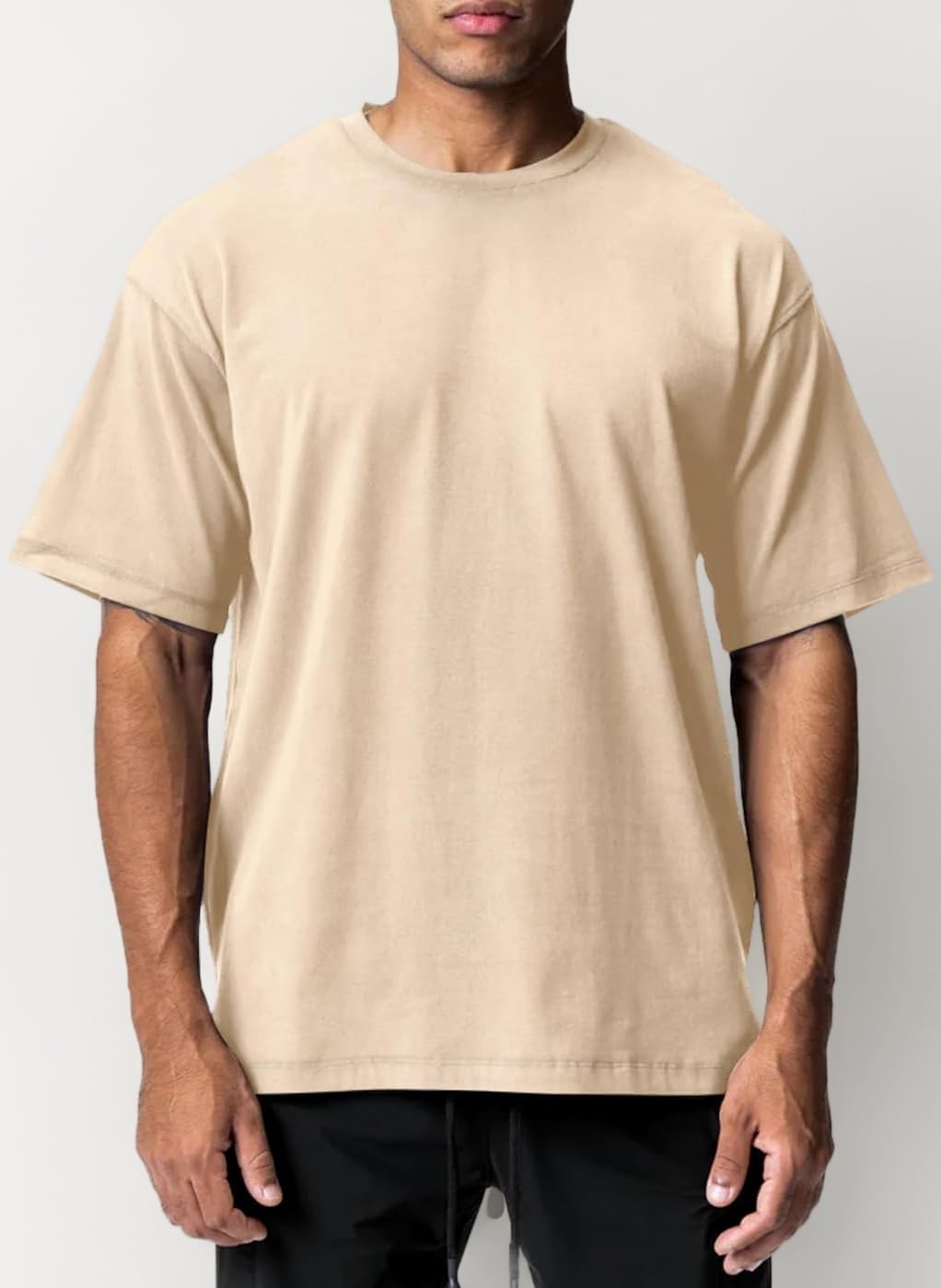 Men's 1 or 2 Pack Solid Color T-Shirt Short Sleeve Fashion Loose Round Neck Gym Sports Leisure Fitness Top Oversized T-Shirt