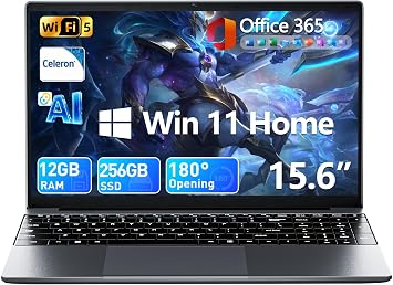 15.6'' AI Laptop with Office 365, 12GB RAM 256GB SSD