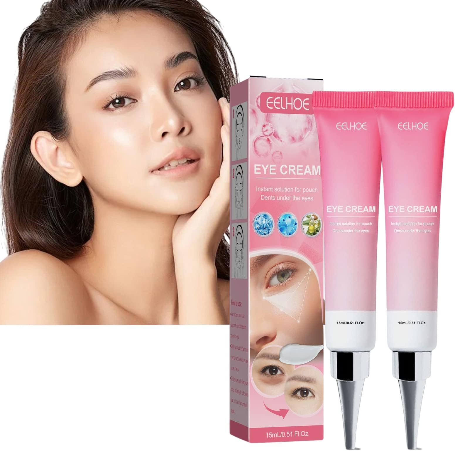 Wow-It Instant Under Eye Cream, Wow-It Instant Anti-Aging Eye Cream, Anti-Wrinkle Eye Cream (2pcs)