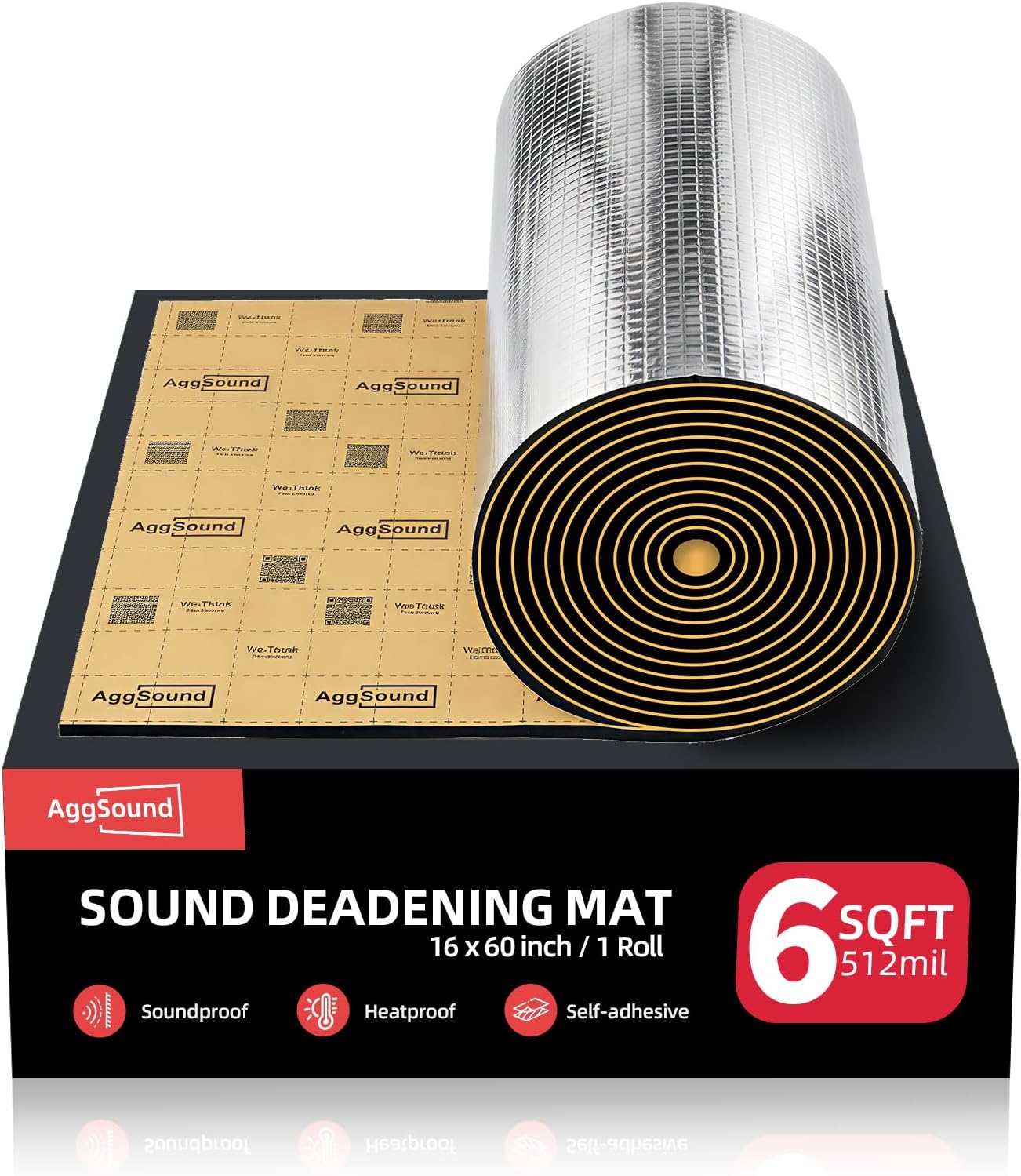 Sound Deading Material for Cars, 1/2inch Aluminum Foil Foam Mat