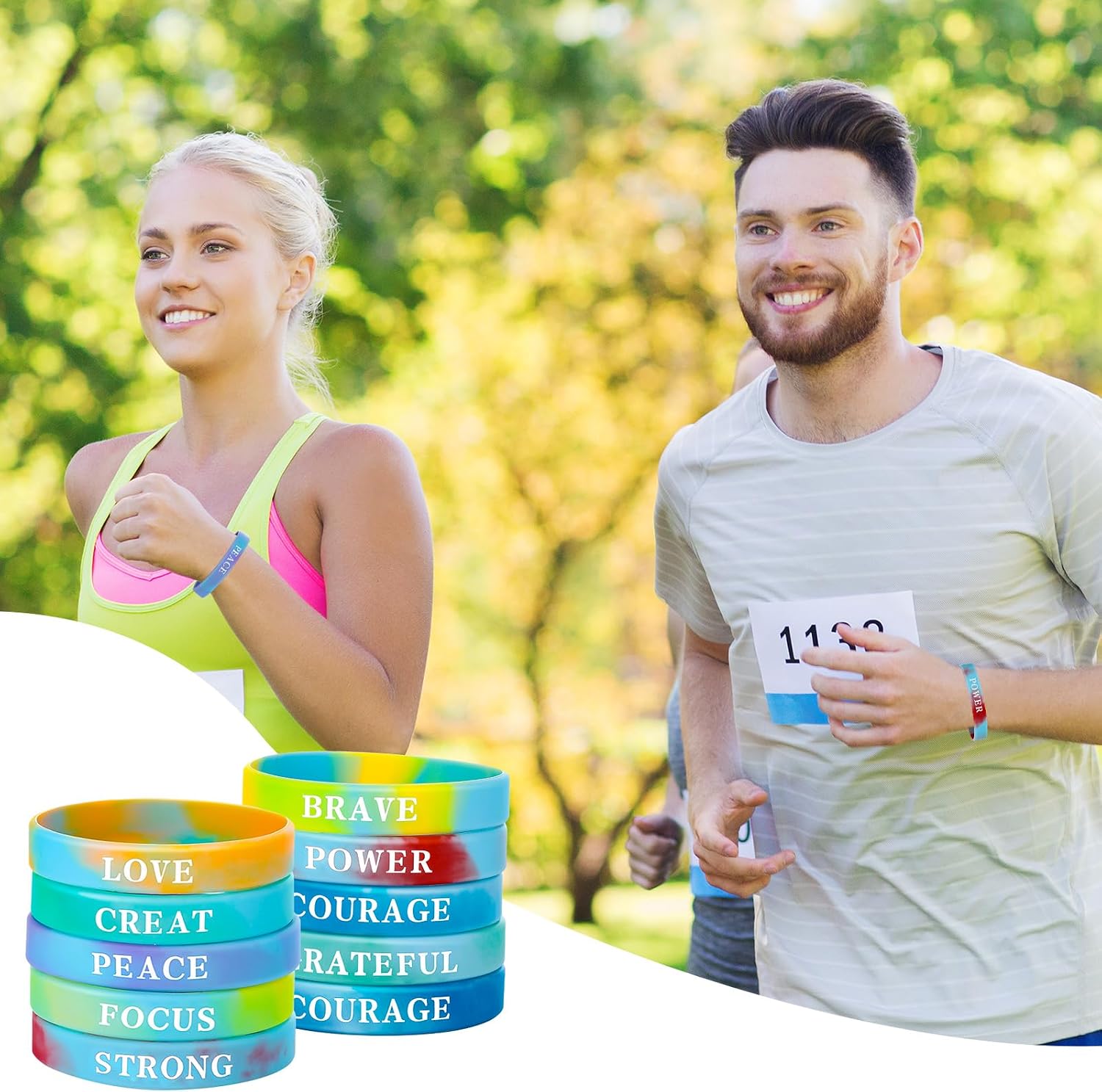 60 Pieces Skylet Motivational Wristbands Bulk Inspirational Rubber Bracelet
