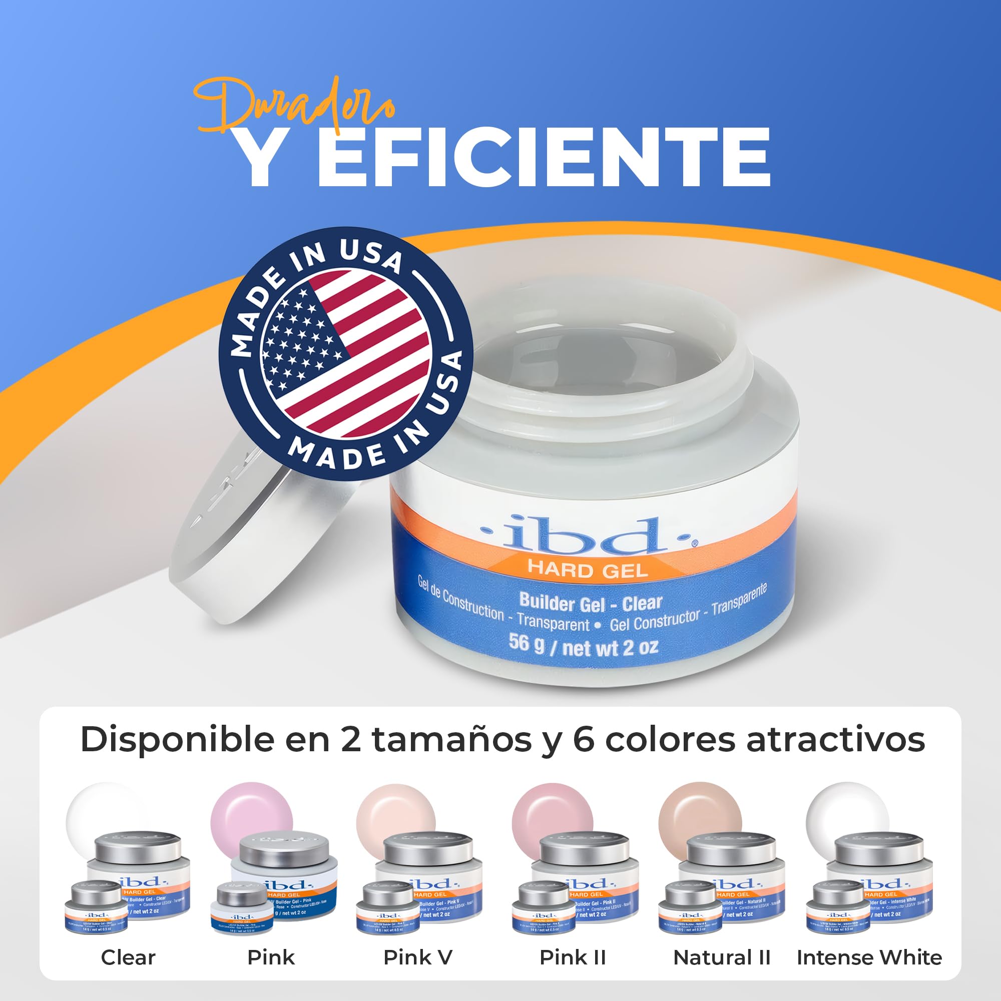 IBD Hard Gel - LED/UV Builder Gel Transparente, 1 pack (1 x 56 g) - MADE IN USA - Construcción de uñas en casa - sin citas y salones de uñas ruidosos