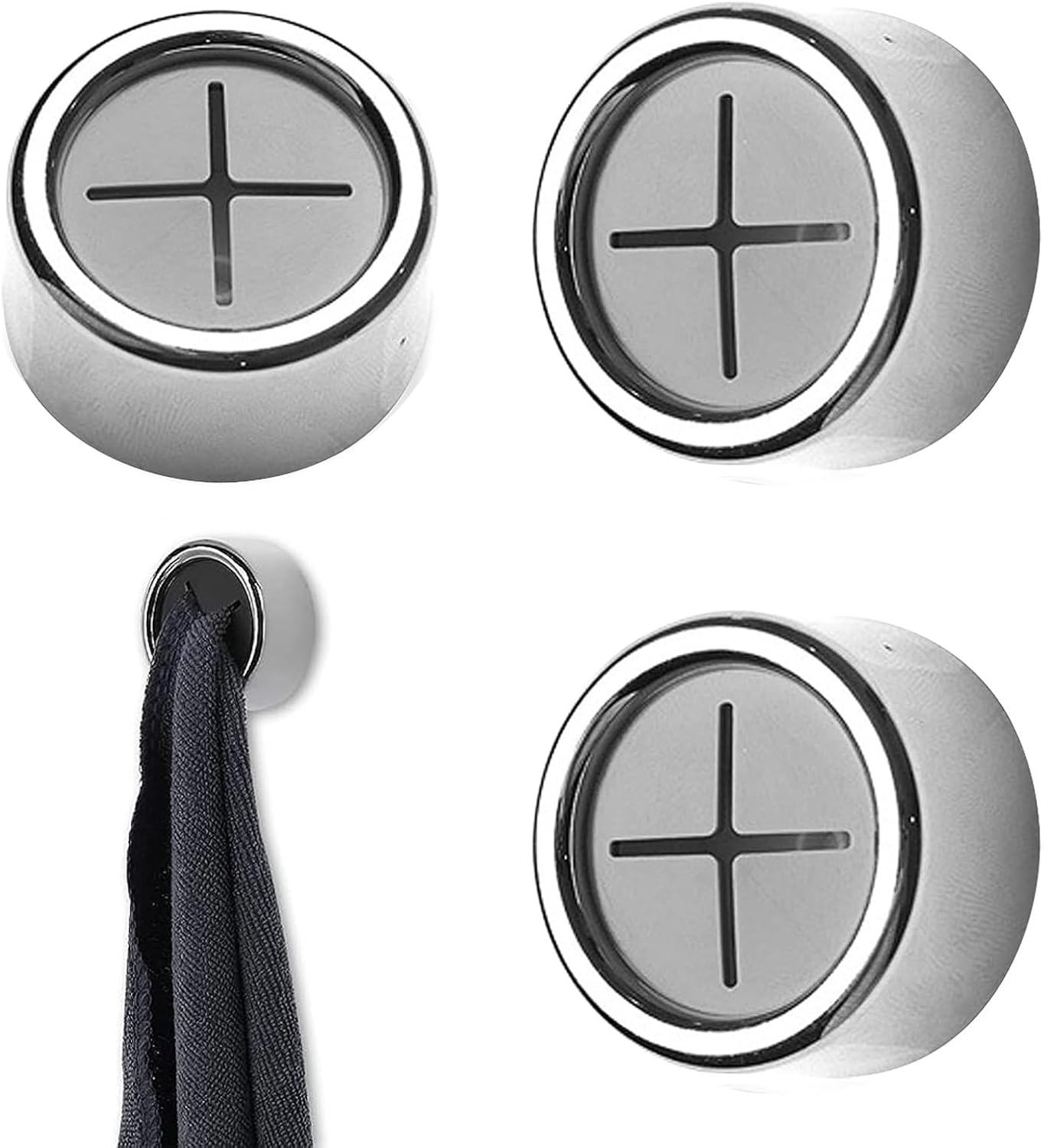 GRVICH 3 Pcs SelfAdhesive Tea Towel Holder, Round Tea Towel Hooks Wall