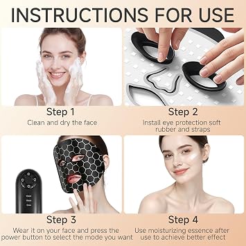 Red Light Therapy Mask for Face,LED Light Therapy mask FM-01, Portable Red Light Therapy Mask, (Black)