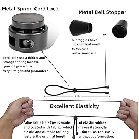 Adjustable Hair Ties for Thick, Curly Hairstyles - Afro Puffs, Ponytails, Locs, Pineapples for Black Women and Girls (Pack of 6)