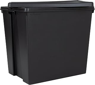 Wham Bam 1x 154L Extra Deep Heavy Duty Garage Storage Box With Lid, Recycled and Recyclable Strong Box, Black, Garage, Shed, Secure (154L, Set of 1)