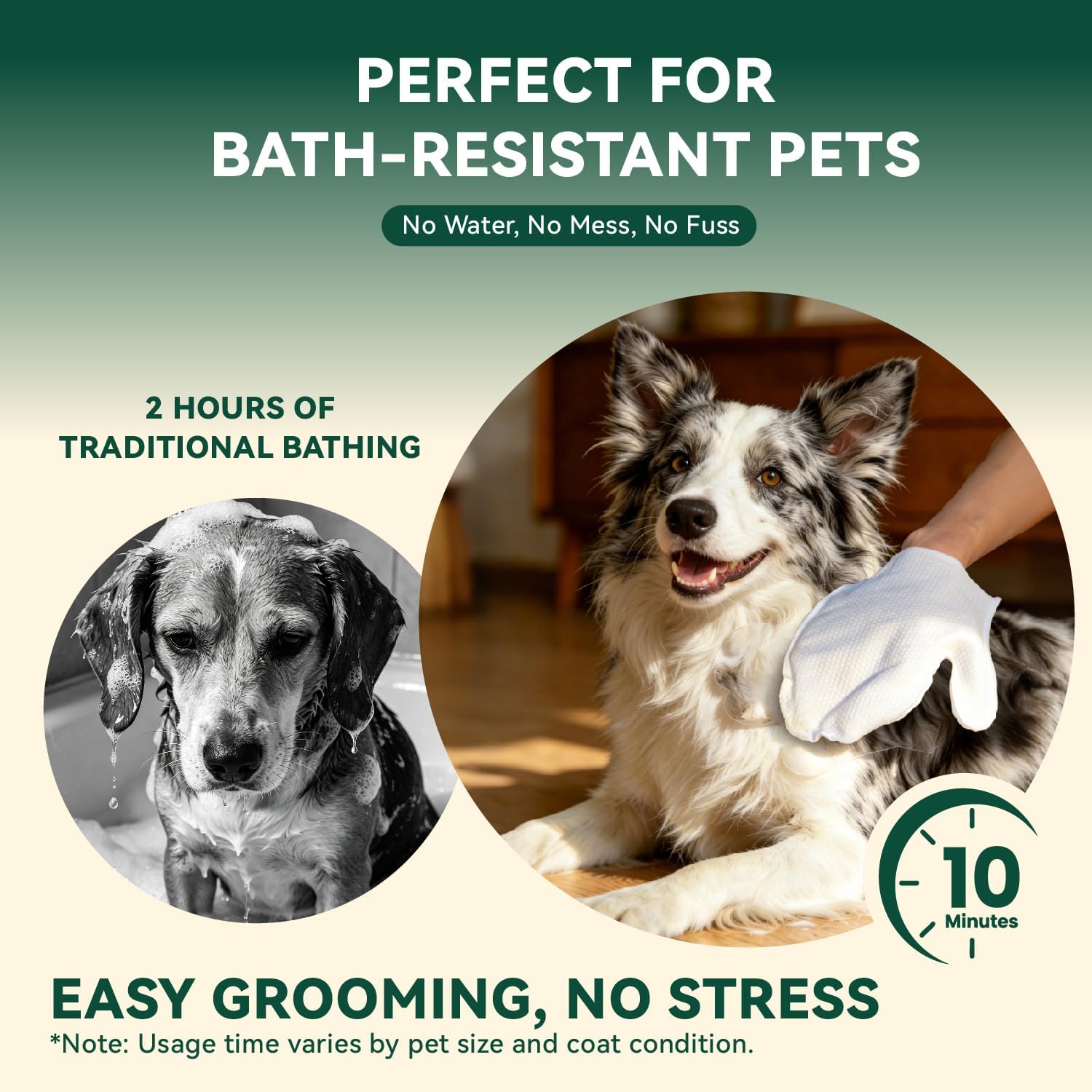 ECO PET Glove Wipes for Dogs & Cats, Hypoallergenic Unscented Cleaning & Deodorizing Bath Wipes, Coconut Oil Nourishing Fur Pet Grooming Gloves, 20pcs image 3