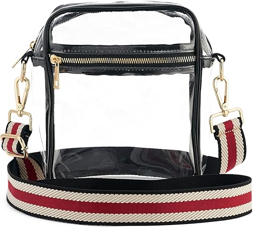 Bolso cruzado transparente aprobado para estadios, correa de hombro ajustable, bolsa cruzada transparente para conciertos, eventos deportivos
