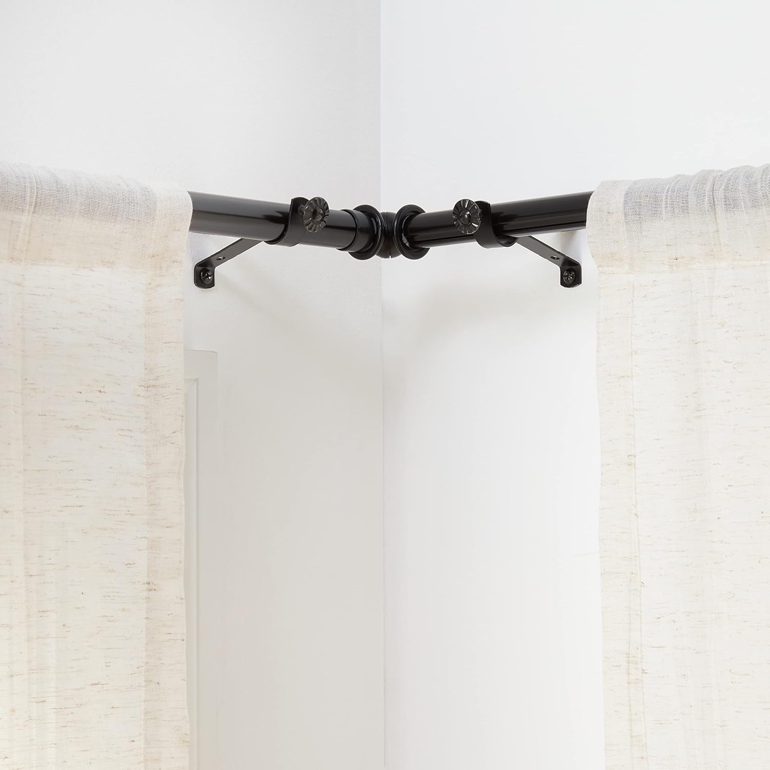 Rod Desyne CORNER-485 13/16" Corner Curtain Rod, 48-84 inch, Satin Nickel : Home & Kitchen