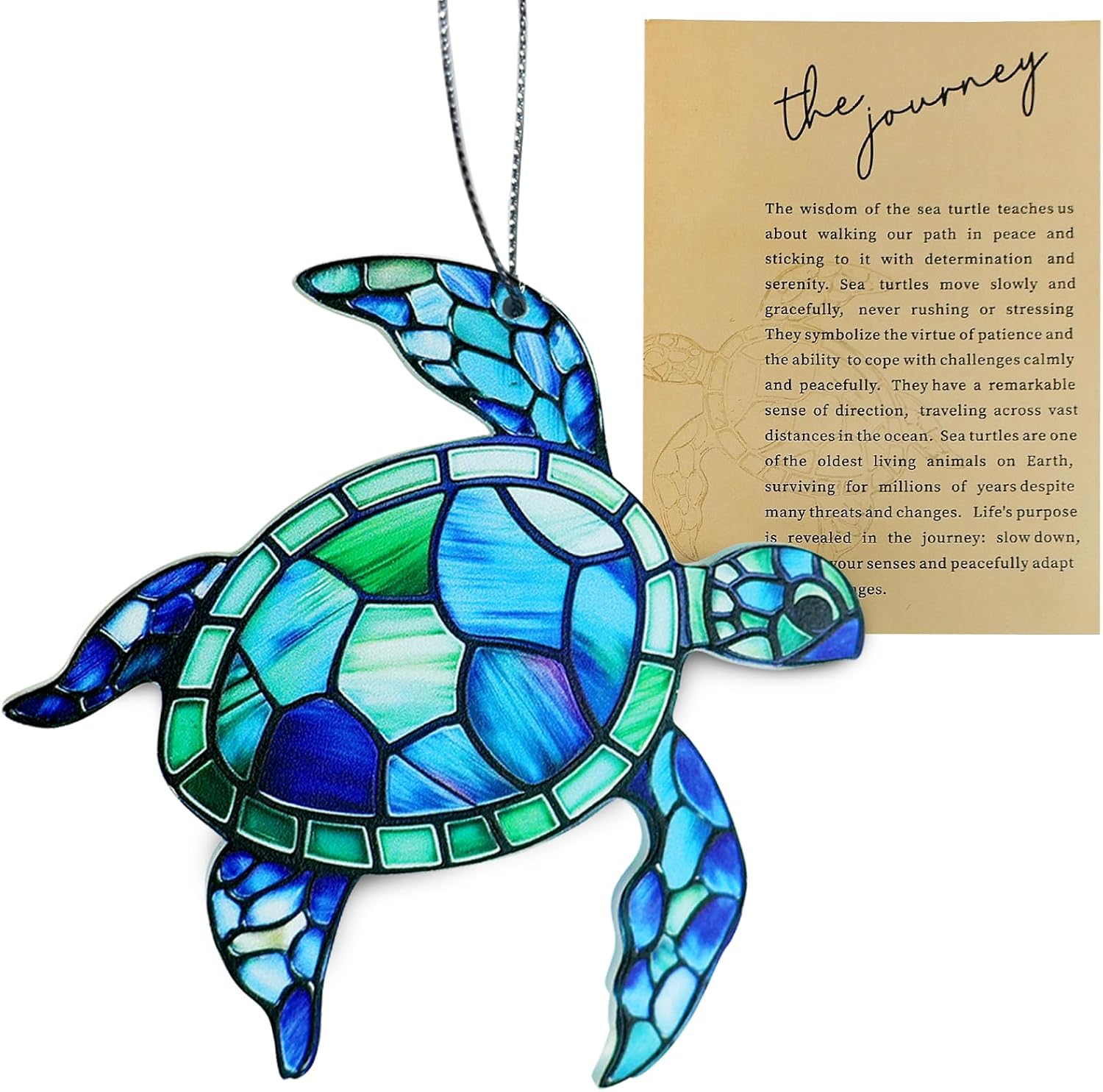 Sea Turtle Acrylic Ornament with Story Gifts Card for Friends