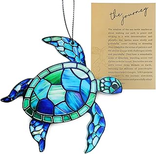 Sea Turtle Acrylic Suncatcher Ornament with Story Card,Sea Turtle Gifts Card for Friends, Beach Ornaments Valentine Birthd...