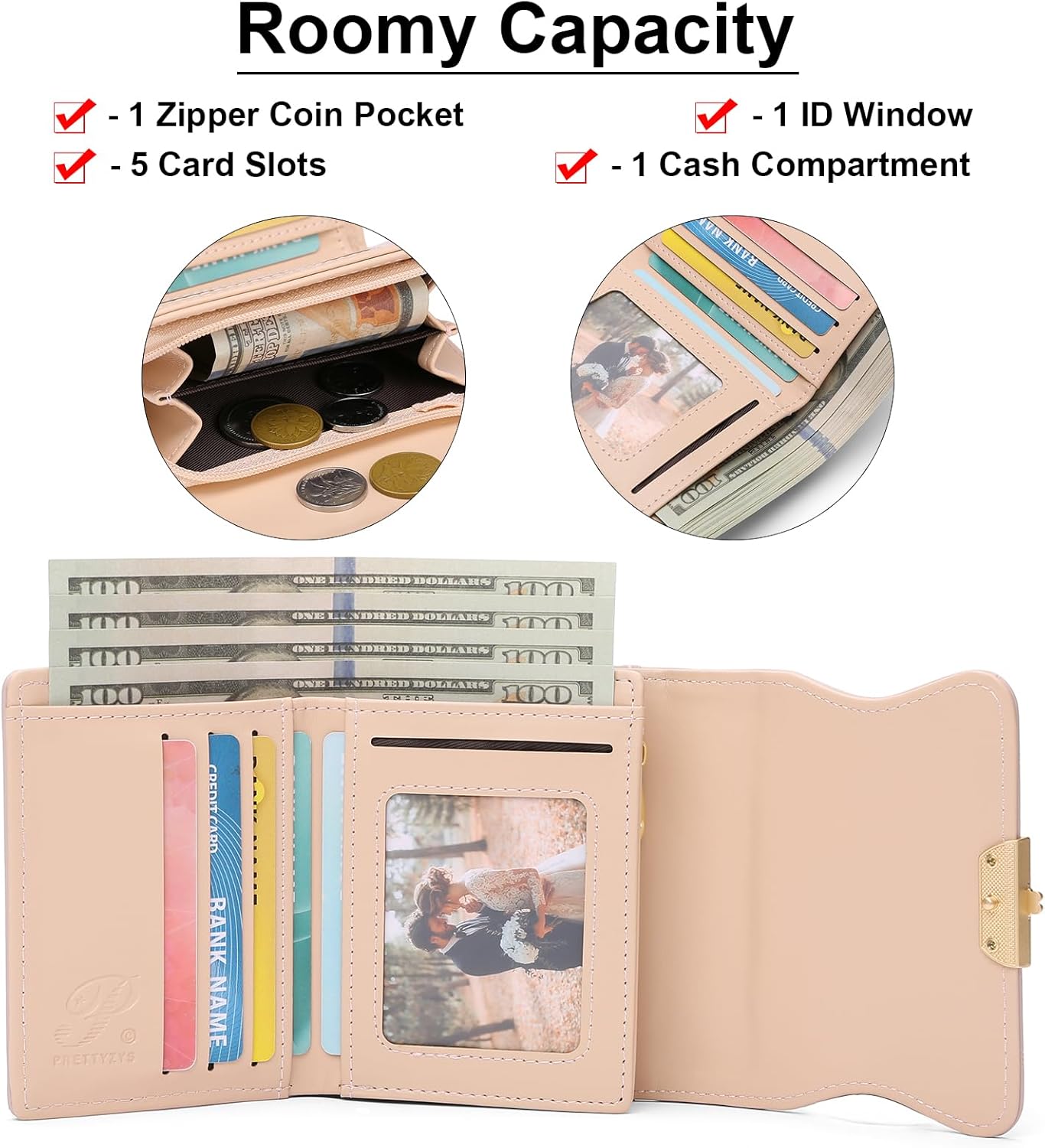 Leather Small Womens Wallet RFID Blocking Bifold Card Holder Cute Wallet for Woman with Zipper Coin Pocket - Image 4