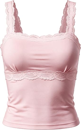Avidlove Womens Sexy Tops Lace Crop Tank Tops Pink M