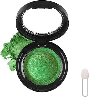 Green Eyeshadow Single, Shimmer Green Eye Make-Up Fine Powder Palette Eyeshadow, High Pigment Long-lasting Sweatproof Single Eye Shadow for Performance