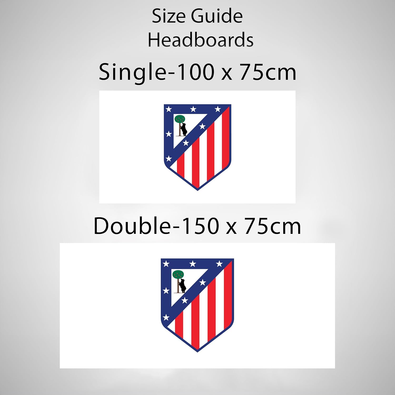 Adjustable Headboard Atlético de Madrid Single Bed 100 x 75 cm (W x H) Coloured Crest on White