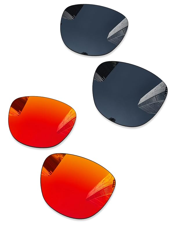 Combine8 2 Pairs Polarized Replacement Lenses for Oakley Frogskins OO9013/Frogskins LX OO2043/Frogskins Mix OO9428/Frogskins Range OO9284 Sunglasses - Black + Fire Red by Combine8 - Used condition - US$11.53