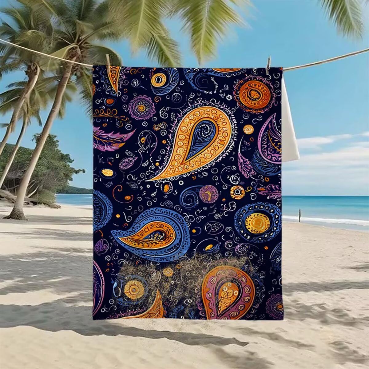 Toalla de Playa Grande 220x100cm/35x70cm, Juego de 2 Toalla Microfibra XXL de Antiarena, Toallas Playa Suave Ligera, Absorbente Secado Rápido, Beach Towel Viaje, Regalo Mujer Hombre (Abstracto) F-7