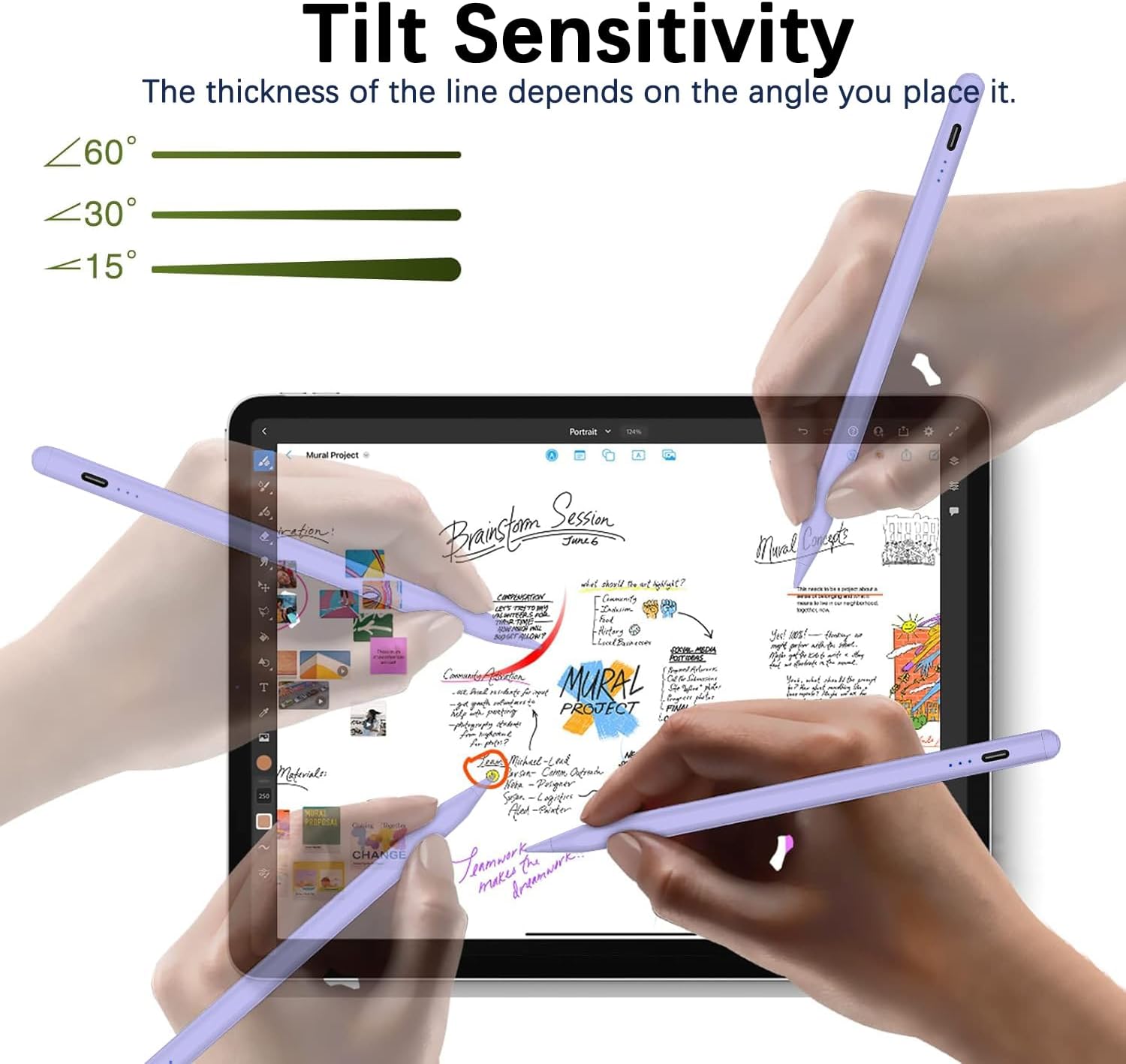 Stylus Pen for iPad (2025-2018),Tilt Sensitivity Palm Rejection Fast Charge Stylus Pencil,iPad Pencil for i Pad 11th A16/10/9/8/7/6th & Pro 13/12.9/11(M5/M4)&Air 13/11(M3/M2)&Mini A17 Pro/6/5(Purple) thumbnail