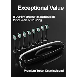 Aquasonic Black Series Ultra Whitening Toothbrush - ADA Accepted Electric Toothbrush- 8 Brush Heads & Travel Case - 40,000 VPM Electric Motor & Wireless Charging - 4 Modes w Smart Timer