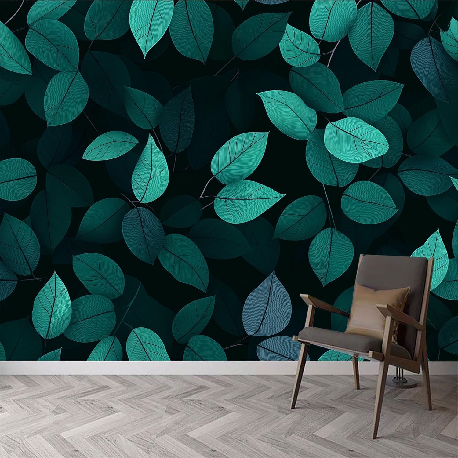 Panoramiczne Tapety Liście Włóknina Sztuka Nowoczesna Plakat Trompe l'oeil Mural 3D Sztuka Dekoracja ścienna Salon Sypialnia 300x210cm 7413a