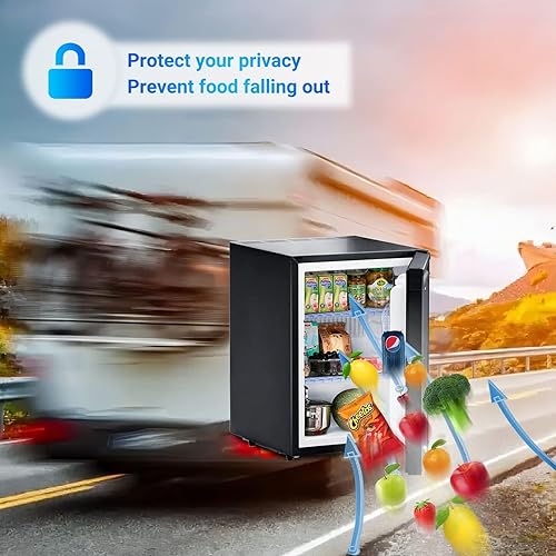Miniatura 5 de Smad Mini refrigerador compacto, silencioso, sin absorción de ruido, con bloqueo, 40L, refrigerador para camión de 110 V/12 V, refrigerador de 1.4