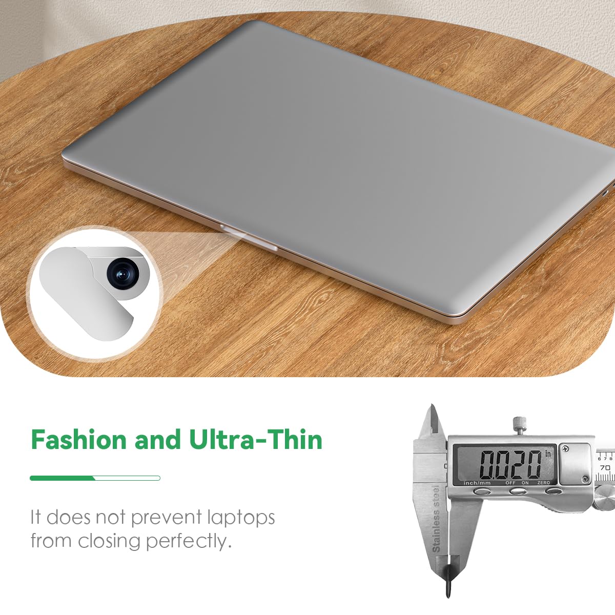CloudValley Webcam Cover Rotante per MacBook Air, 0.4mm Ultra Sottile Metallo per MacBook Pro, Laptop, iMac, iPad, PC, iPhone, Fotocamera Accessories Webcam Cover [2 Pezzi] Argento