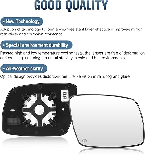 Miniatura 6 de 1 par de espejos laterales para Dodge Journey 2009-2018, espejos retrovisores calefactables con placa trasera, repuesto para 68045692AA 68045690AA