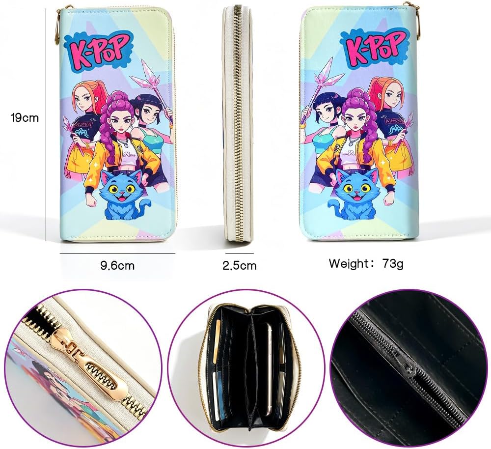 Kpop Kawaii Mini Wallet & Coin Purse - Cute Cartoon Card Holder with Zipper, Compact 7.3×4.3in, Daily Essential for Fans (Kp3)
