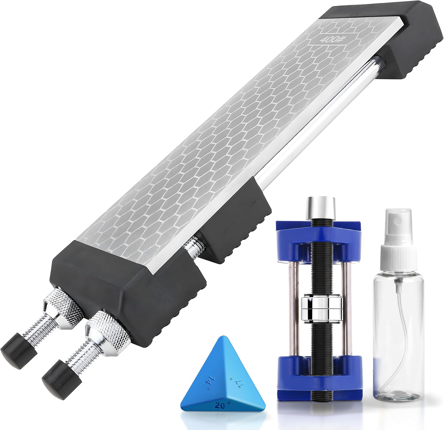 Diamond Whetstone Knife Sharpener Kit: Adjustable Base & 2-Sided Grit Diamond Whetstone Knife Sharpener Kit: Adjustable Base & 2-Sided Grit