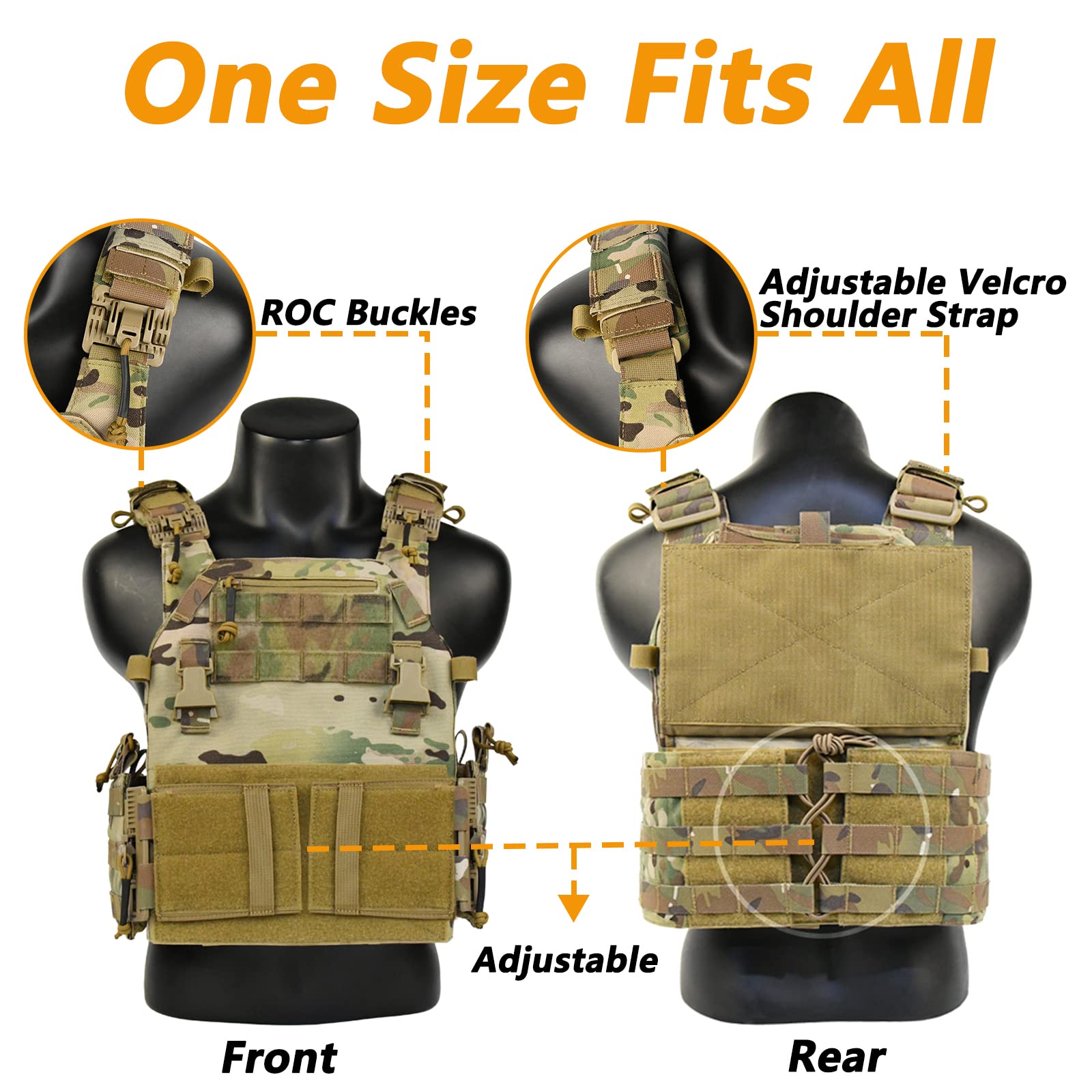 TWINFALCONS Gilet Tattico Leggero Molle con Mag Pouch Nylon 1000D Airsoft Gilet Giubbotto Compatibile MOLLE a Sgancio Rapido per Caccia Paintball Airsoft CS