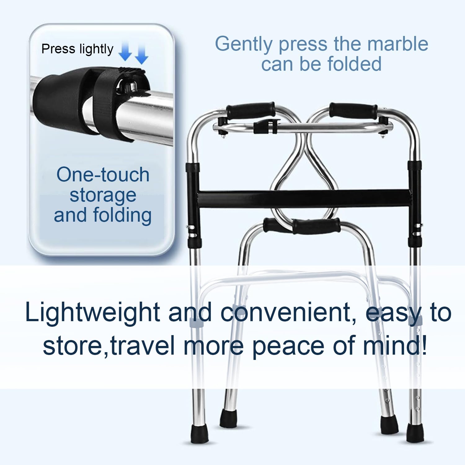 Andador para ancianos,Plegable,Ligero,Sin ruedas,caminadores para mayores,Mango ergonómico con almohadilla antideslizante,ligero,con capacidad de carga de hasta 180 kg,plegable