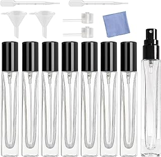 AGENIZ 10ml perfume spray bottle, refillable glass spray, mini portable travel glass spray square perfume bottle, essential oil sample bottle (10ML/Black)
