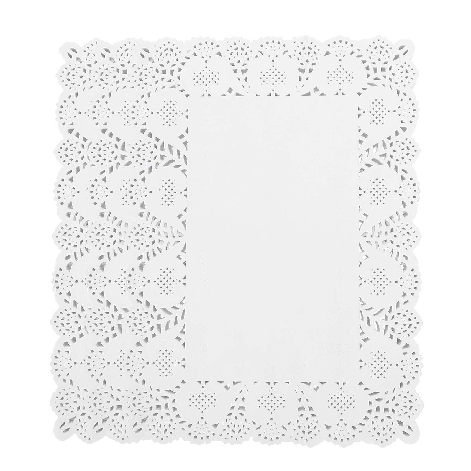 Napperons en papier blanc forme rectangulaire jetables dentelle