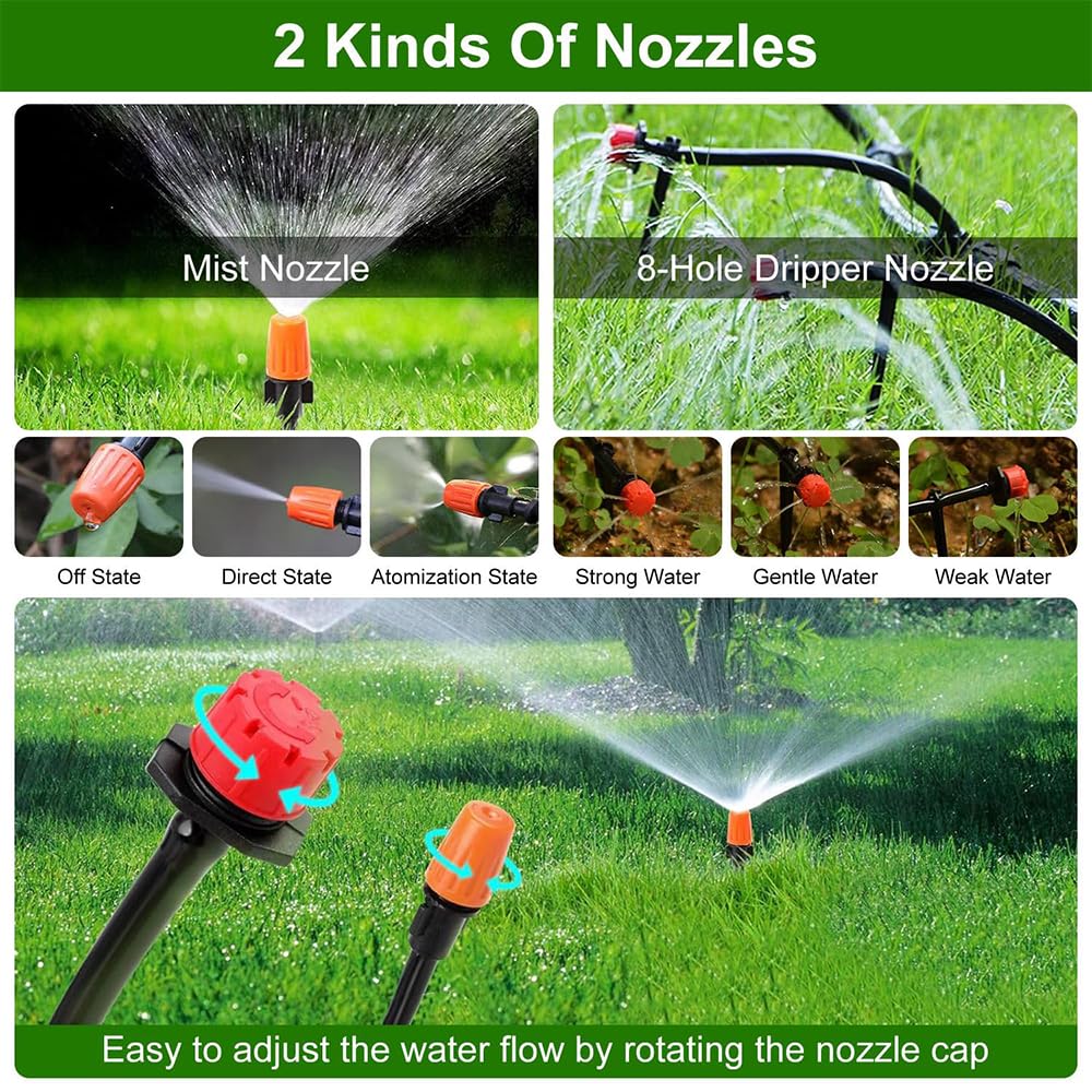 Bewässerungssystem Garten,340 Stück Gartenbewässerung Set,55M+15M Bewässerungsrohre,DIY Automatisches Tröpfchenbewässerung Set für Garten,Rasen,Gemüsegarten,Bauernhof