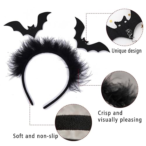 Miniatura 3 de Diadema de Halloween con diseño de murciélago negro para mujeres y niñas, accesorios para el cabello, cosplay, maquillaje, fiesta, fotos, decoración