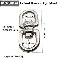 Vista 2 de Anillo giratorio M3 de acero inoxidable 304 Conector de grillete de gancho de ojo de doble extremo para colgar 6 piezas