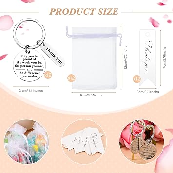 Yinkin 36 Pcs Employee Appreciation Thank You Keychains Gifts Bulk,Silver | Coworkers Staff Team, Inspirational Keychain with Bag Card, Farewell Graduation Favors for Nurses Caregivers Appreciation