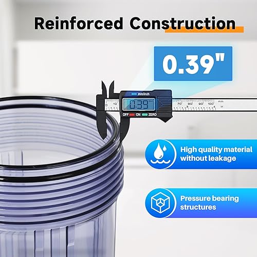 Miniatura 4 de PUREPLUS Carcasa de filtro de agua para toda la casa, carcasa universal de 10"x4.5", sistema de prefiltración, 1" NPT