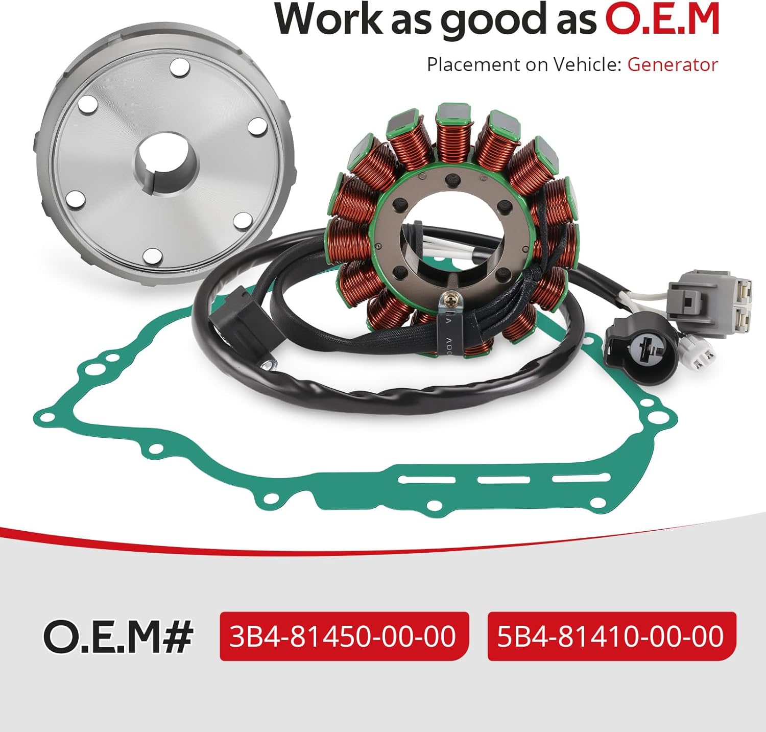 JAVIK Flywheel Rotor & Stator With Gasket For Yamaha Rhino 700 YXR700F 2008-2013 O.E.M# 5B4-81410-00-00 3B4-81450-00-00