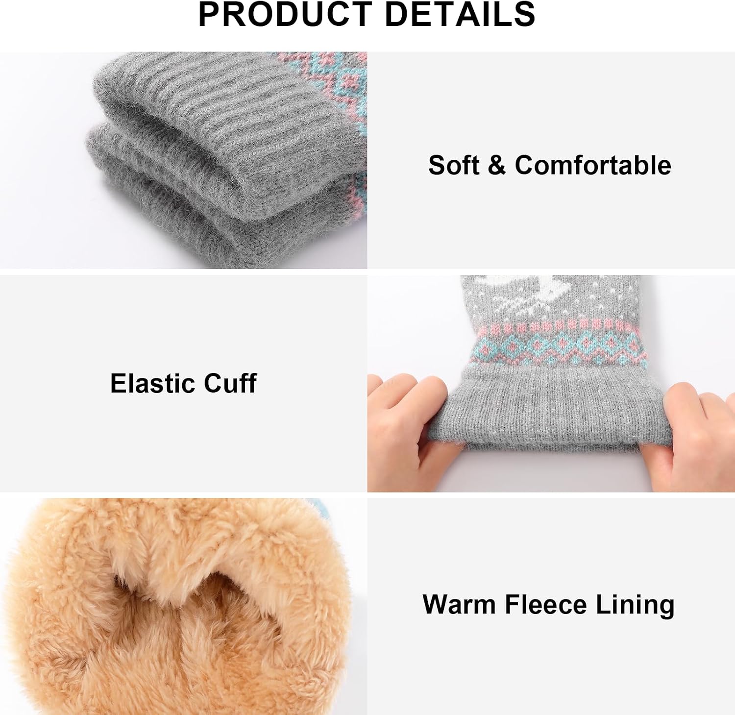Clothirily Winter Gloves for Women, Touch Screen Gloves with Thermal Soft Lining, Elastic Cuff Winter Gloves for Cold Weather