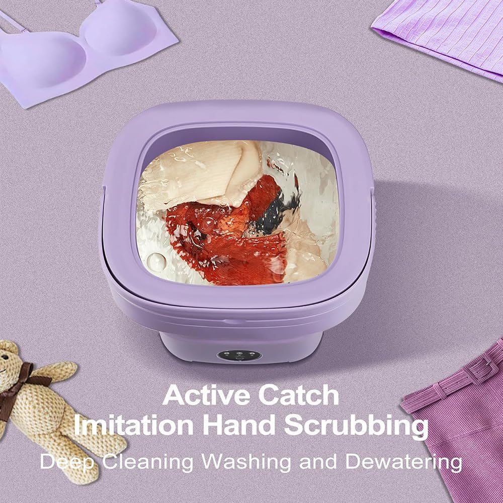 Portable Washing Machine with 12l Capacity, 3 Modes, Foldable and Portable, With a Drain Basket for Cleaning Underwear, Baby Clothes, Or Socks. For Apartments, Dorm Rooms, And Camping Blue